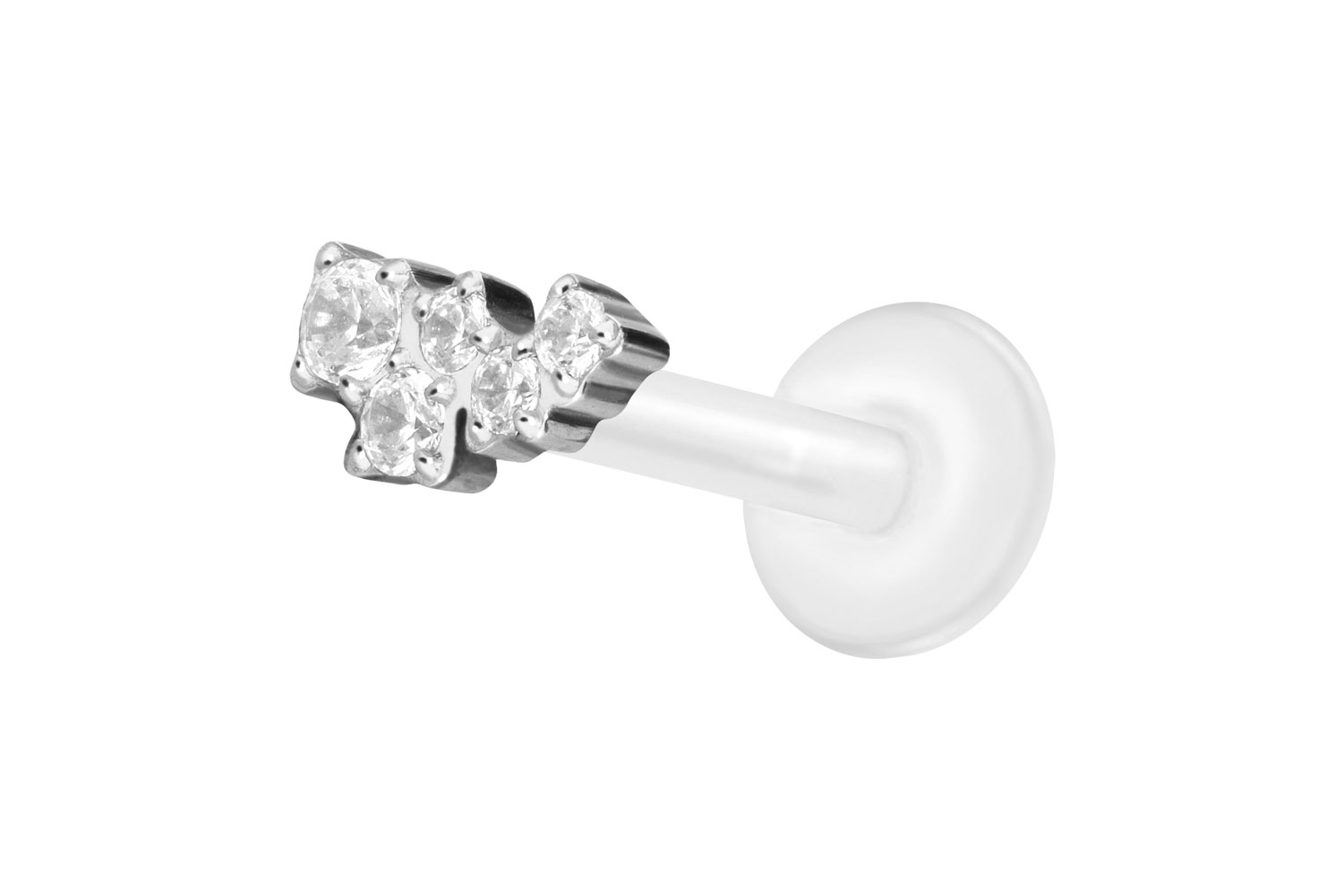 PTFE Labret Piercing mit Innengewinde + Titan-Aufsatz KRISTALLWOLKE